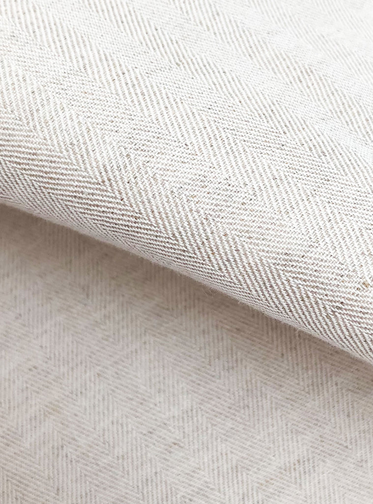 Chevron de coton bio et lin non teint